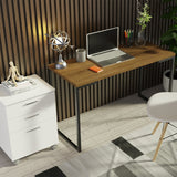 Escritorio Industrial Marron y Blanco 120x73cm con Tres Cajones con Organizador de Libros y con Archivador - ESCRITORIOS | Bylmo