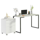 Escritorio Industrial Blanco y Gris 120x73cm con Tres Cajones con Organizador de Libros y con Archivador - ESCRITORIOS | Bylmo