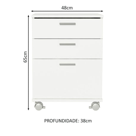 Escritorio Industrial Blanco y Gris 120x73cm con Tres Cajones con Organizador de Libros y con Archivador - ESCRITORIOS | Bylmo