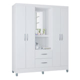 Closet Cordoba Blanco 148x181cm con Dos Cajones con Cuatro Puertas y con Espejo - CLOSETS | Bylmo