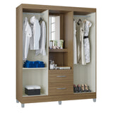 Closet Cordoba Castaño 148x181cm con Dos Cajones con Cuatro Puertas y con Espejo