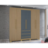 Closet Amazonia Castaño y Gris 210x212cm con Tres Cajones y con Seis Puertas