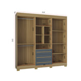 Closet Amazonia Castaño y Gris 210x212cm con Tres Cajones y con Seis Puertas