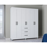 Closet Sevilla Blanco 163x204cm con Tres Cajones y con Seis Puertas - CLOSETS | Bylmo