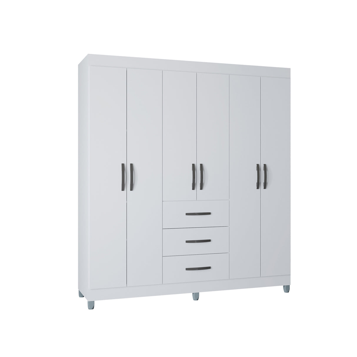 Closet Sevilla Blanco 163x204cm con Tres Cajones y con Seis Puertas - CLOSETS | Bylmo