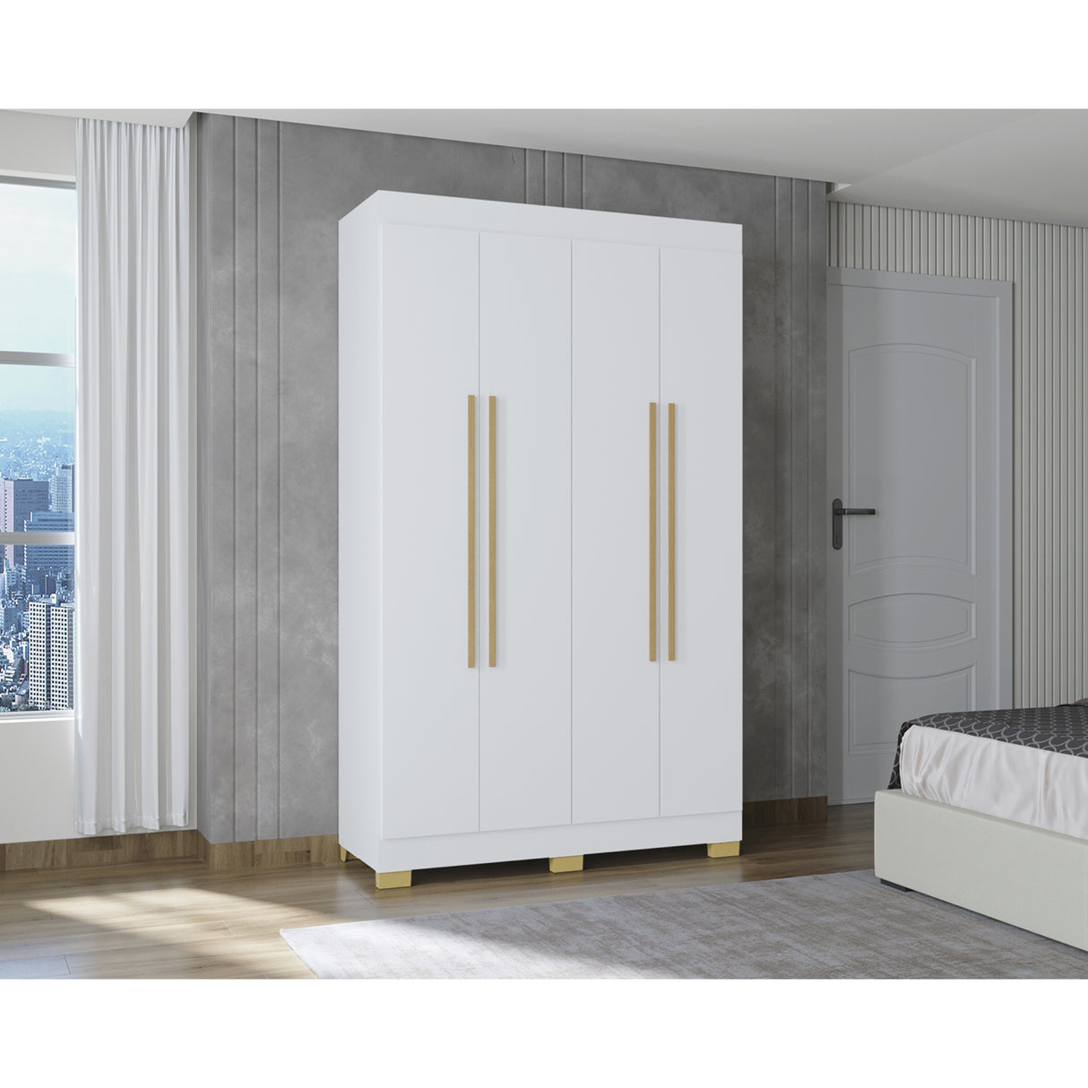 Closet Barcelona Blanco 120x202cm con Dos Cajones y con Cuatro Puertas
