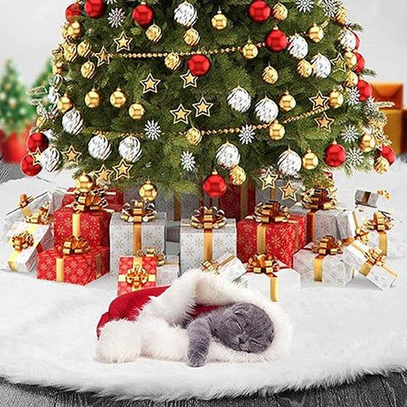 Tapete Pie de Árbol Blanco 100x100cm Circular Extrasuave Antideslizante para Navidad - TAPETES Y ALFOMBRAS | Bylmo