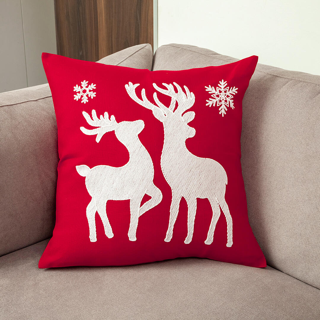 Set X 2 Fundas de Cojín Navideño Rojo 45x1cm Cuadrado de Renos - FUNDAS DE COJINES | Bylmo