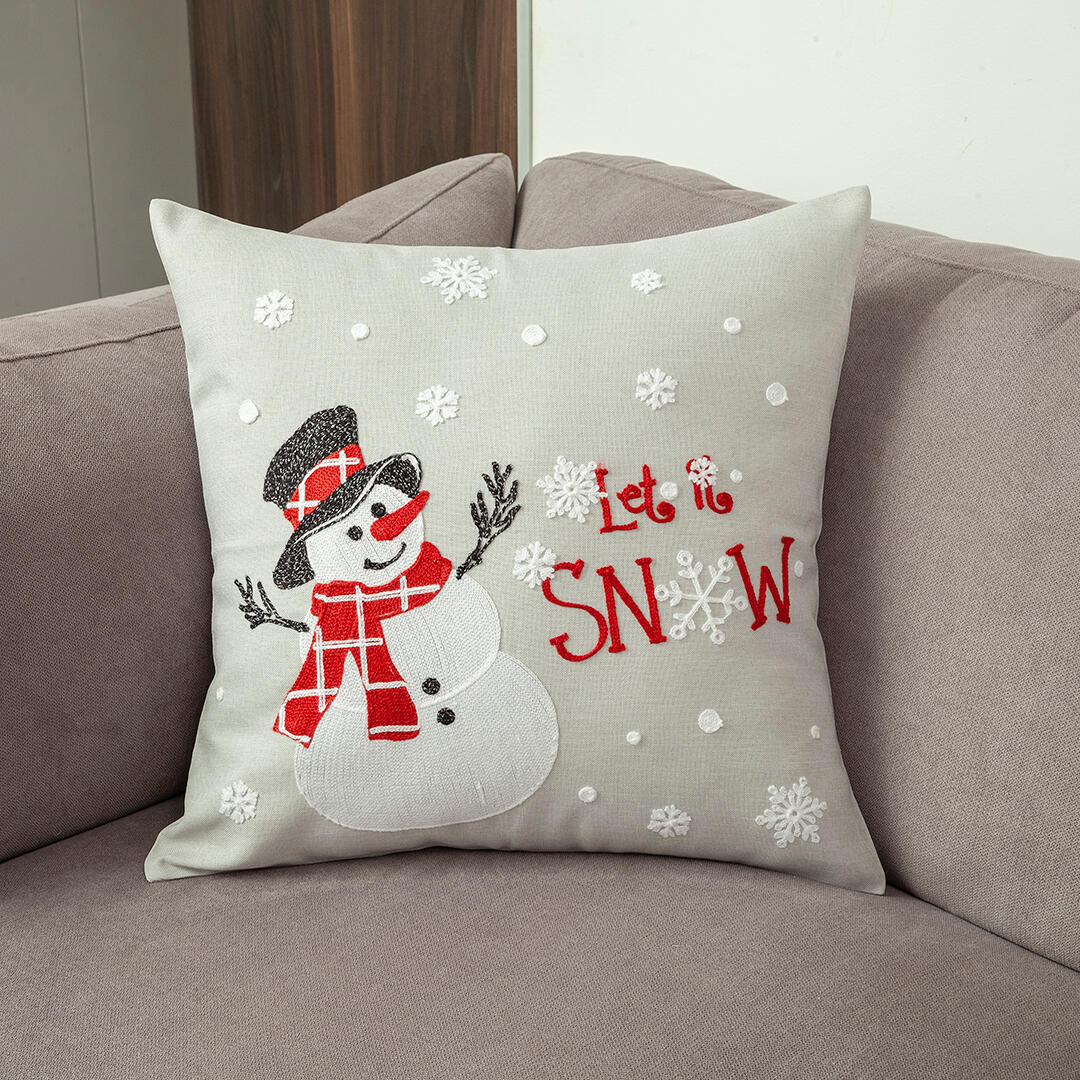 Set X 2 Fundas de Cojín Navideño Gris 45x1cm Cuadrado de Muñeco De Nieve - FUNDAS DE COJINES | Bylmo
