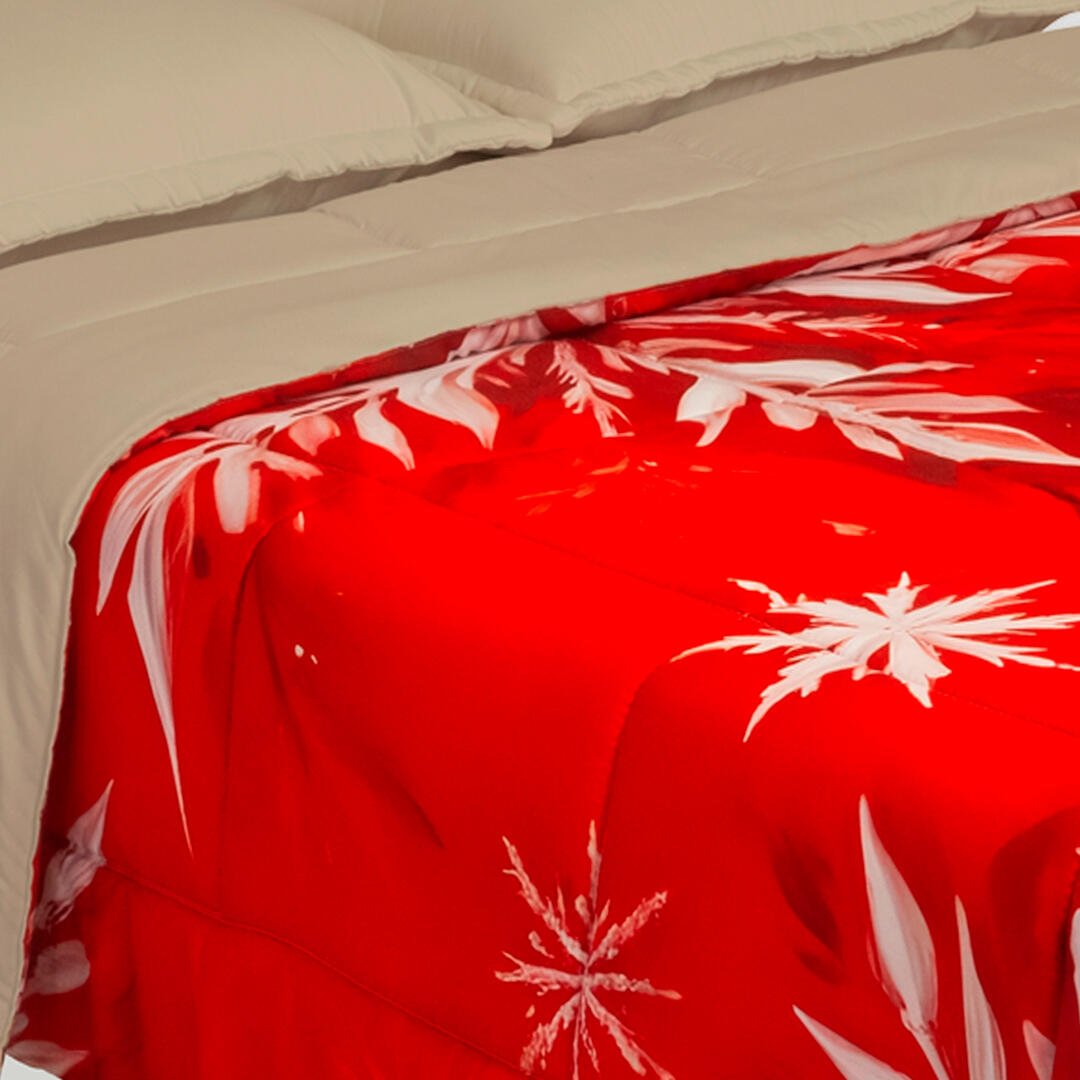 Cubrelecho Navideño Camel 140x190cm Doble Faz Acolchado para cama Doble 140 X 190 Cm de Hojas - TENDIDOS Y CUBRELECHOS | Bylmo