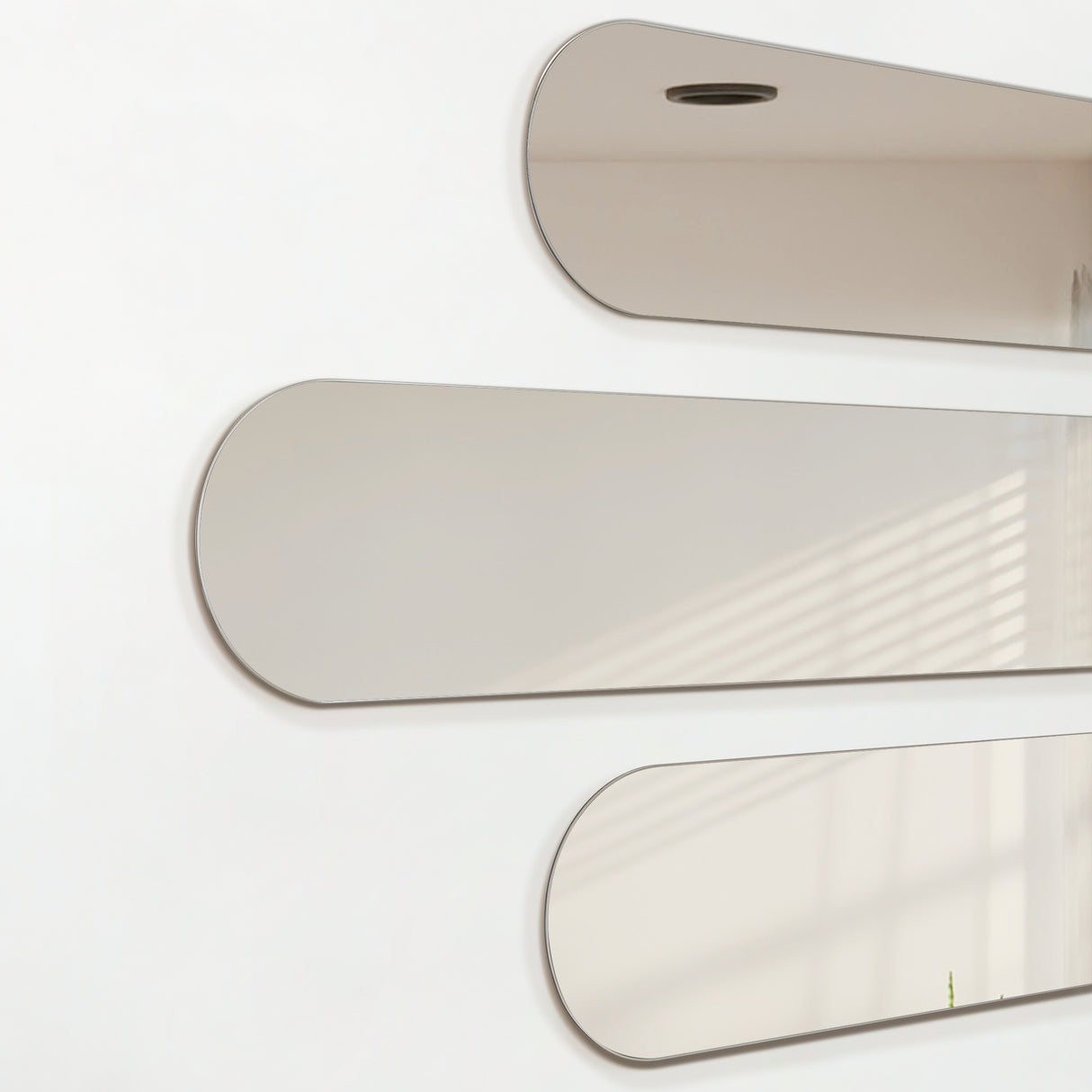 Set X 3 Espejos de pared Estambul Gris 120x20cm Ovalado sin Marco