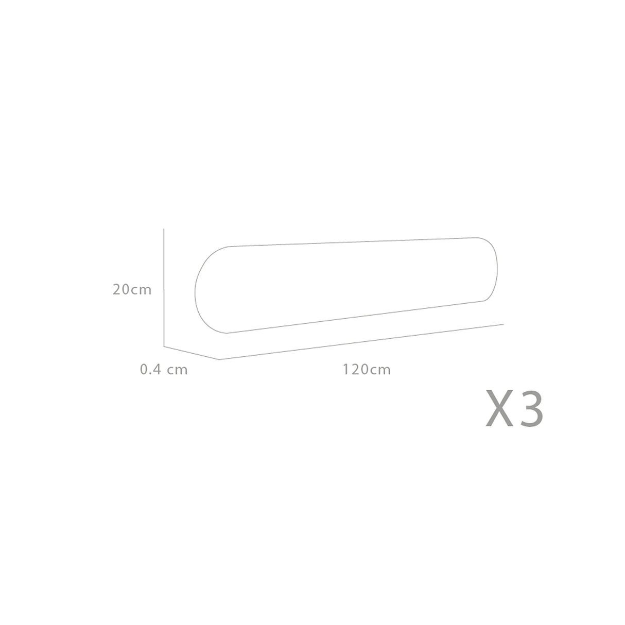 Set X 3 Espejos de pared Estambul Gris 120x20cm Ovalado sin Marco