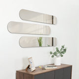 Set X 3 Espejos de pared Estambul Gris 120x20cm Ovalado sin Marco