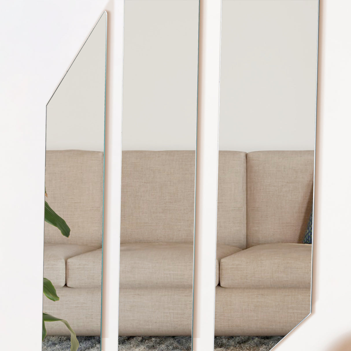 Set X 3 Espejos de pared Ottawa Gris 20x120cm Asimétrico sin Marco