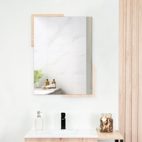 Espejo de Baño Aleska Madera Clara Natural 49x64cm Rectangular con Marco En Madera - ESPEJOS DE BANHO | Bylmo