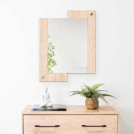 Espejo de Baño Paduk Madera Clara Natural 56x71cm Rectangular con Marco En Madera - ESPEJOS DE BANHO | Bylmo