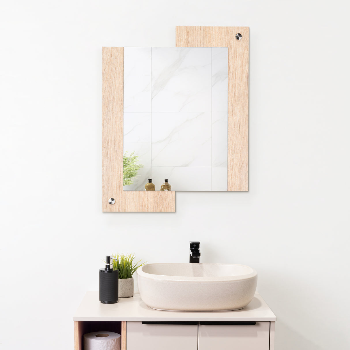 Espejo de Baño Paduk Madera Clara Natural 56x71cm Rectangular con Marco En Madera - ESPEJOS DE BANHO | Bylmo