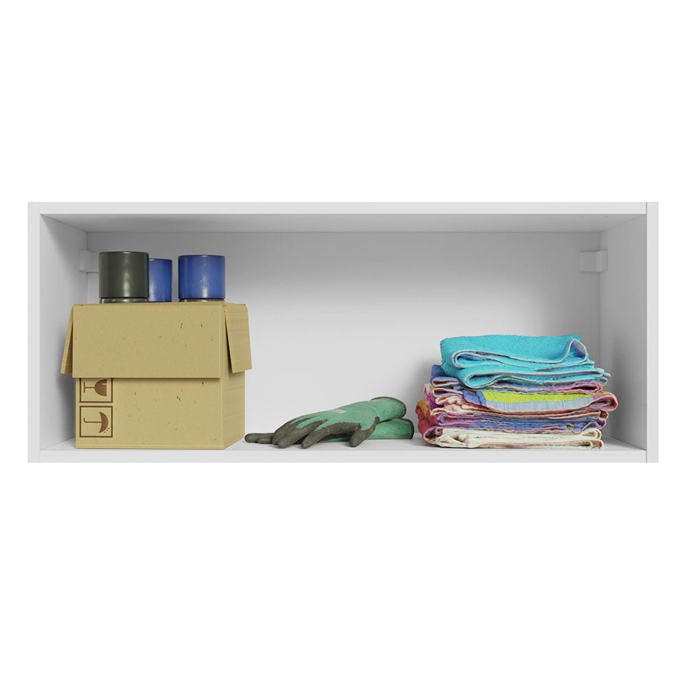 Gabinete Superior de Garaje Blanco y Crema 80x33cm Resistente a la Humedad con Un Compartimiento - GABINETES SUPERIORES PARA GARAJE | Bylmo