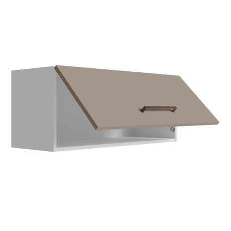 Gabinete Superior de Garaje Blanco y Crema 80x33cm Resistente a la Humedad con Un Compartimiento - GABINETES SUPERIORES PARA GARAJE | Bylmo