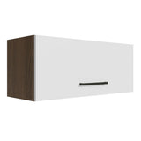 Gabinete Superior de Garaje Marron y Blanco 80x33cm Resistente a la Humedad con Un Compartimiento - GABINETES SUPERIORES PARA GARAJE | Bylmo
