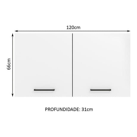 Gabinete Superior de Garaje Blanco 120x66cm Resistente a la Humedad con Un Compartimiento - GABINETES SUPERIORES PARA GARAJE | Bylmo