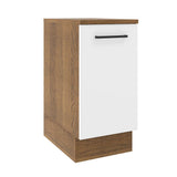Mueble Inferior de Cocina Agata Marron y Blanco 35x84cm Sin Cajones con Mesón de Madera y sin Estufa - MUEBLES INFERIORES DE COCINA | Bylmo