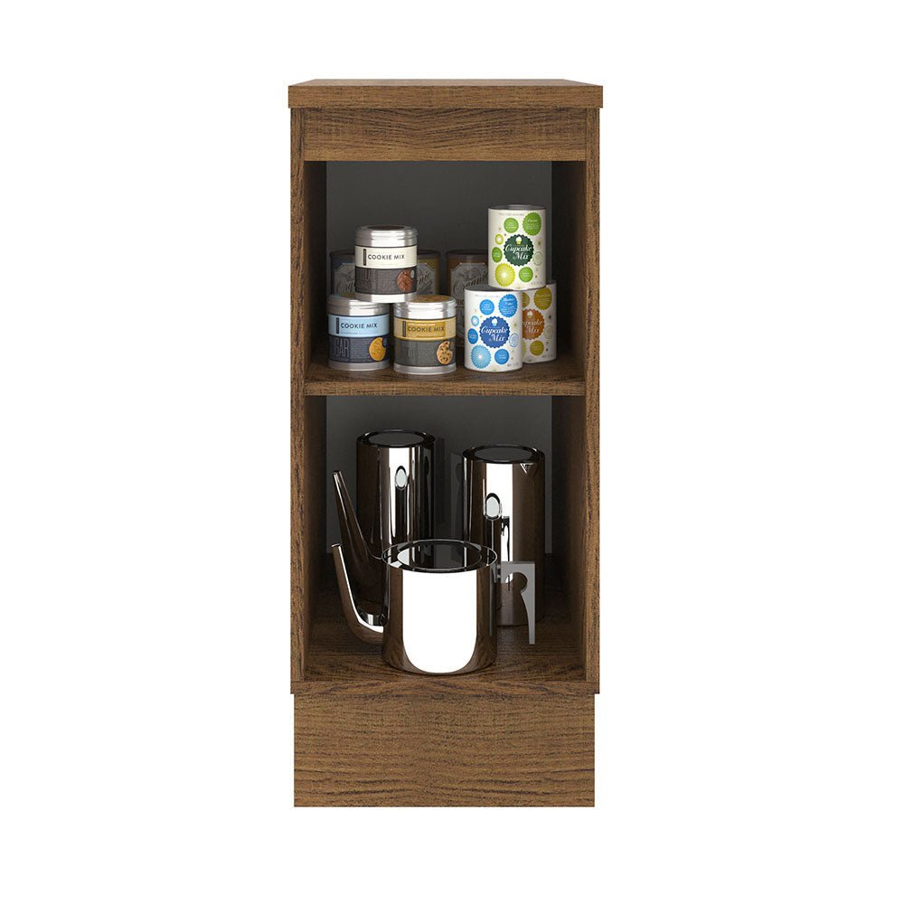 Mueble Inferior de Cocina Agata Marron y Blanco 35x84cm Sin Cajones con Mesón de Madera y sin Estufa - MUEBLES INFERIORES DE COCINA | Bylmo
