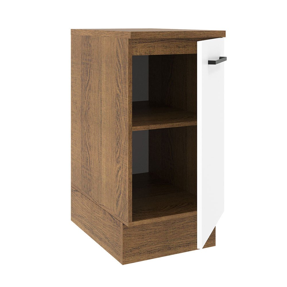 Mueble Inferior de Cocina Agata Marron y Blanco 40x84cm Sin Cajones con Mesón de Madera y sin Estufa - MUEBLES INFERIORES DE COCINA | Bylmo