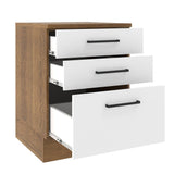 Mueble Inferior de Cocina Agata Marron y Blanco 60x84cm con Tres Cajones con Mesón de Madera y sin Estufa - MUEBLES INFERIORES DE COCINA | Bylmo