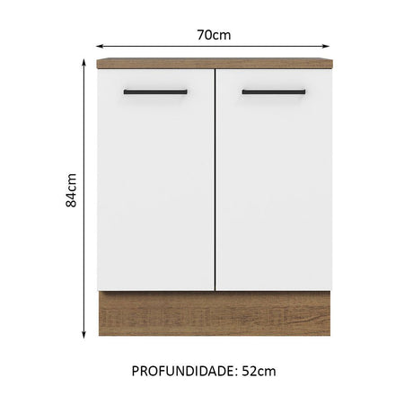 Mueble Inferior de Cocina Agata Marron y Blanco 70x84cm Sin Cajones con Mesón de Madera y sin Estufa - MUEBLES INFERIORES DE COCINA | Bylmo