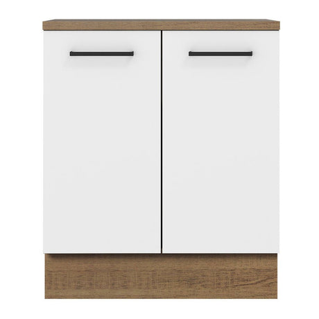 Mueble Inferior de Cocina Agata Marron y Blanco 70x84cm Sin Cajones con Mesón de Madera y sin Estufa - MUEBLES INFERIORES DE COCINA | Bylmo