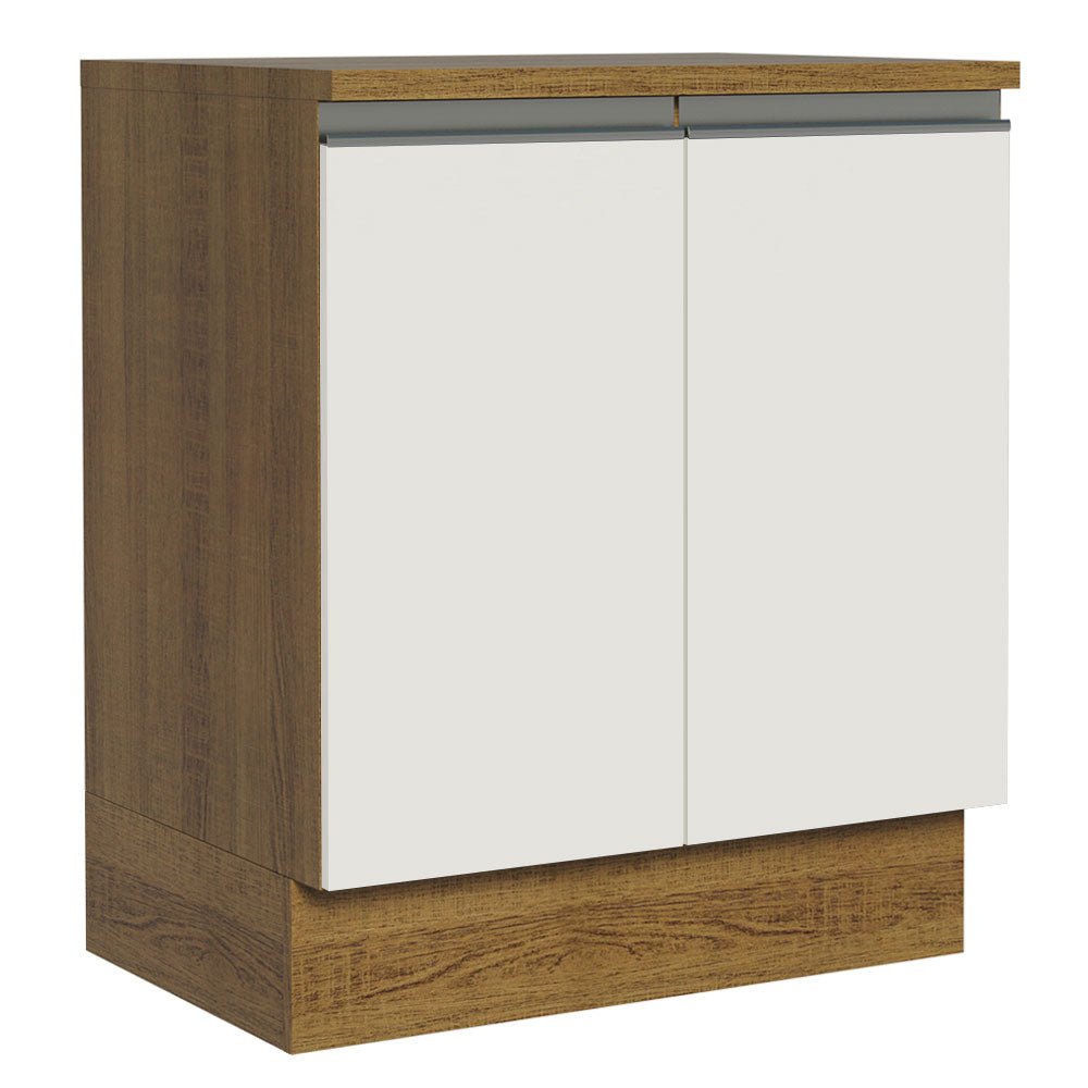 Mueble Inferior de Cocina Glamy Marron y Blanco 70x84cm Sin Cajones con Mesón de Madera y sin Estufa - MUEBLES INFERIORES DE COCINA | Bylmo