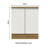 Mueble Inferior de Cocina Glamy Marron y Blanco 70x84cm Sin Cajones con Mesón de Madera y sin Estufa - MUEBLES INFERIORES DE COCINA | Bylmo