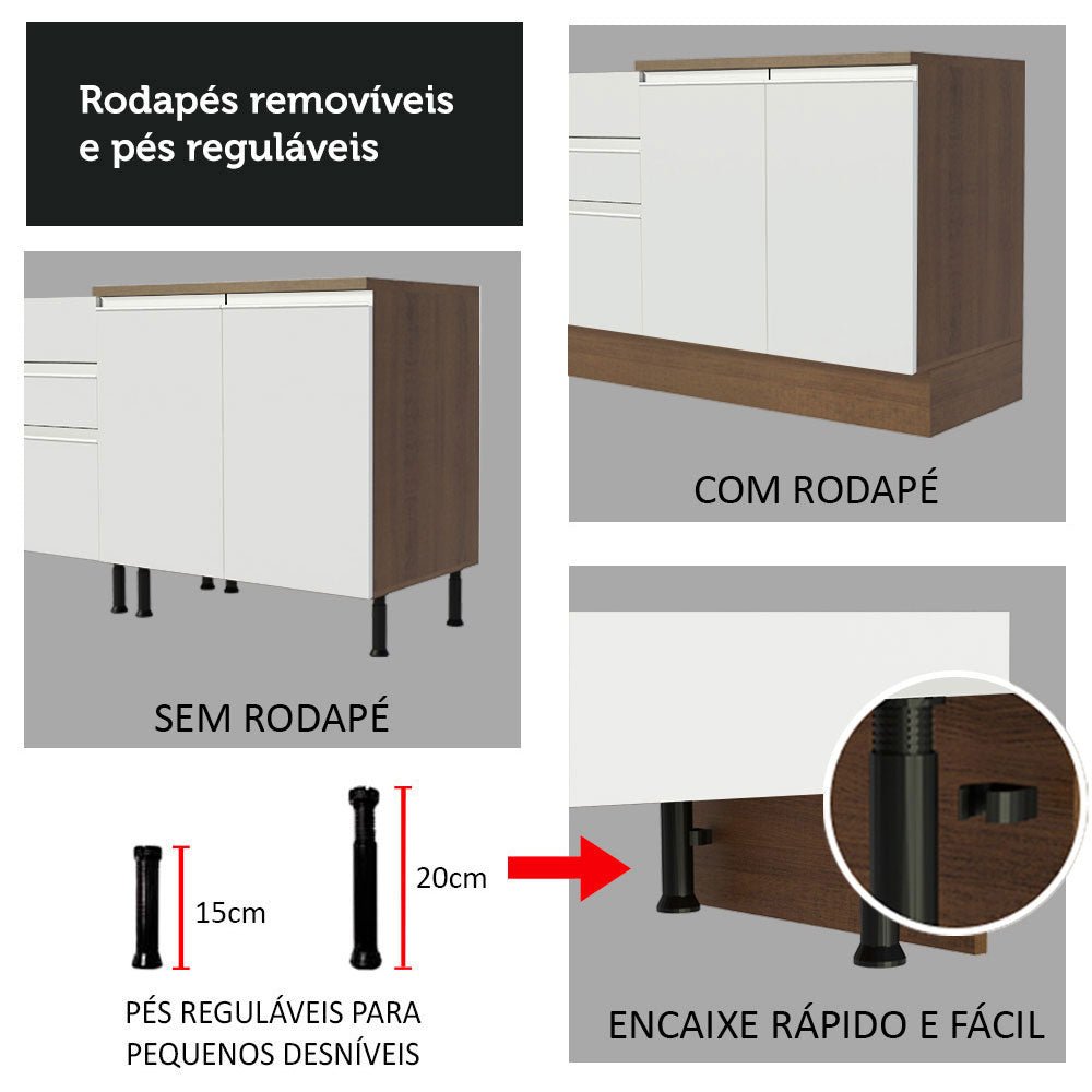 Mueble Inferior de Cocina Glamy Marron y Blanco 70x84cm Sin Cajones con Mesón de Madera y sin Estufa - MUEBLES INFERIORES DE COCINA | Bylmo