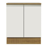 Mueble Inferior de Cocina Glamy Marron y Blanco 70x84cm Sin Cajones con Mesón de Madera y sin Estufa - MUEBLES INFERIORES DE COCINA | Bylmo