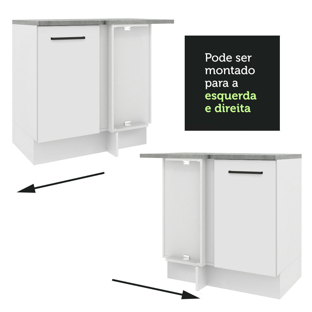 Mueble Inferior de Cocina Esquinero Agata Blanco 94x84cm Sin Cajones con Mesón de Madera y sin Estufa - MUEBLES INFERIORES DE COCINA | Bylmo