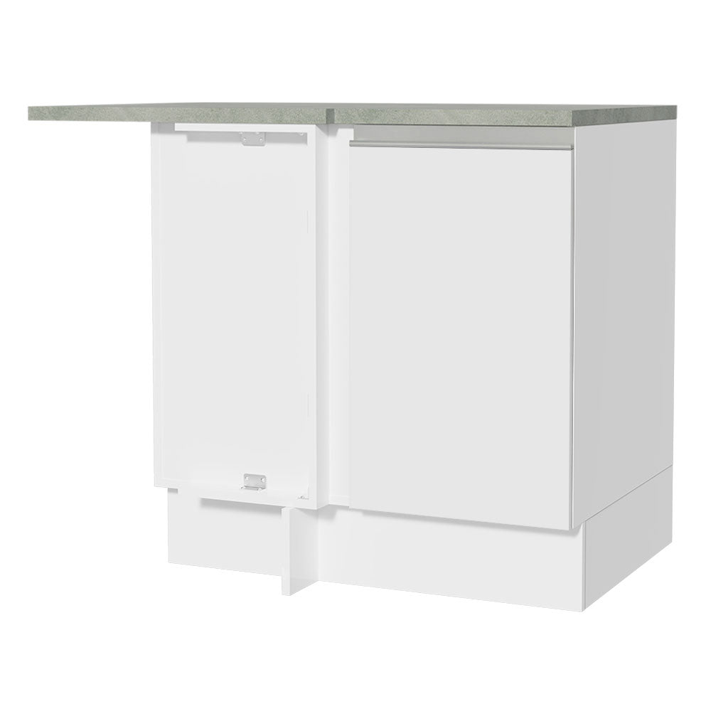 Mueble Inferior de Cocina Esquinero Glamy Blanco 94x84cm Sin Cajones con Mesón de Madera y sin Estufa - MUEBLES INFERIORES DE COCINA | Bylmo