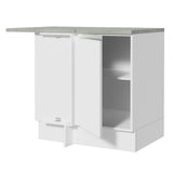 Mueble Inferior de Cocina Esquinero Glamy Blanco 94x84cm Sin Cajones con Mesón de Madera y sin Estufa - MUEBLES INFERIORES DE COCINA | Bylmo