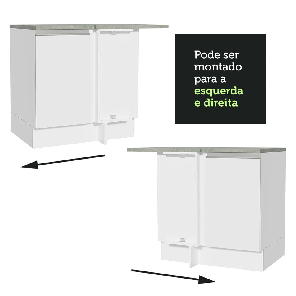 Mueble Inferior de Cocina Esquinero Glamy Blanco 94x84cm Sin Cajones con Mesón de Madera y sin Estufa - MUEBLES INFERIORES DE COCINA | Bylmo