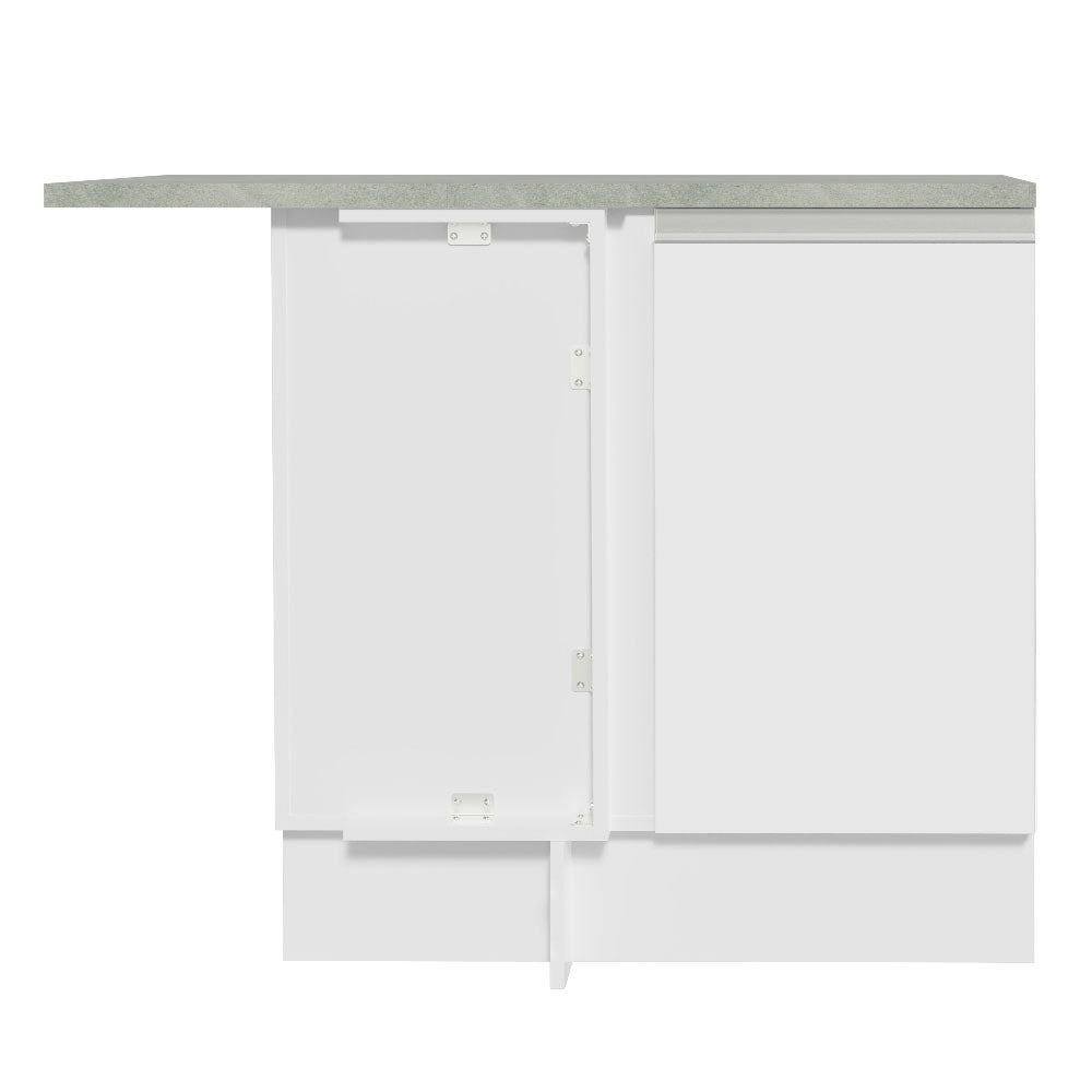 Mueble Inferior de Cocina Esquinero Glamy Blanco 94x84cm Sin Cajones con Mesón de Madera y sin Estufa - MUEBLES INFERIORES DE COCINA | Bylmo