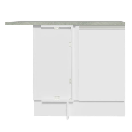 Mueble Inferior de Cocina Esquinero Glamy Blanco 94x84cm Sin Cajones con Mesón de Madera y sin Estufa - MUEBLES INFERIORES DE COCINA | Bylmo