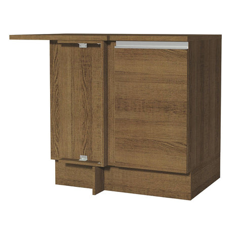 Mueble Inferior de Cocina Esquinero Glamy Marron 94x84cm Sin Cajones con Mesón de Madera y sin Estufa - MUEBLES INFERIORES DE COCINA | Bylmo