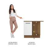 Mueble Inferior de Cocina Esquinero Agata Marron y Blanco 94x84cm Sin Cajones con Mesón de Madera y sin Estufa - MUEBLES INFERIORES DE COCINA | Bylmo