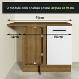Mueble Inferior de Cocina Esquinero Agata Marron y Blanco 94x84cm Sin Cajones con Mesón de Madera y sin Estufa - MUEBLES INFERIORES DE COCINA | Bylmo