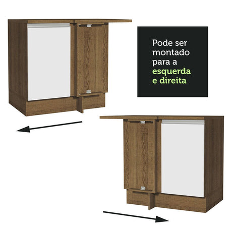 Mueble Inferior de Cocina Esquinero Glamy Marron y Blanco 94x84cm Sin Cajones con Mesón de Madera y sin Estufa - MUEBLES INFERIORES DE COCINA | Bylmo