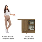Mueble Inferior de Cocina Esquinero Glamy Marron y Blanco 94x84cm Sin Cajones con Mesón de Madera y sin Estufa - MUEBLES INFERIORES DE COCINA | Bylmo