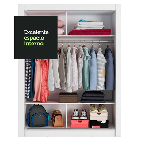 Closet Denver Blanco 117x205cm con Cinco Compartimientos y con Dos Puertas - CLOSETS | Bylmo