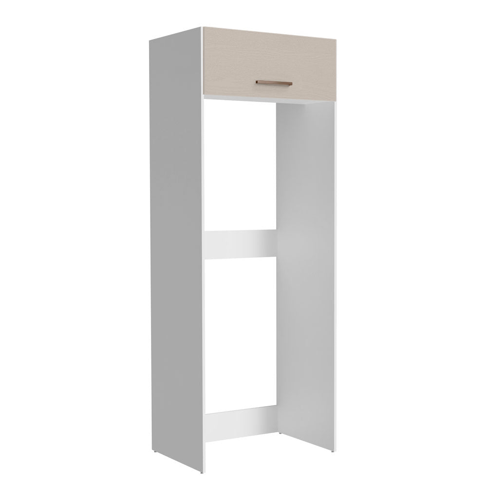 Mueble Auxiliar para Nevera Agata Blanco y Crema 83x225cm con Dos Compartimientos - BARRAS Y MUEBLES AUXILIARES | Bylmo