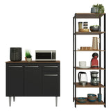 Combo Gabinete y Repisa Negro y Marron 164x180cm con Ocho Compartimientos - BARRAS Y MUEBLES AUXILIARES | Bylmo