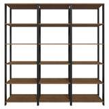 Set X 3 Muebles Organizadores de Despensa Marron y Negro 177x180cm con Patas y con Quince Repisas - ALACENAS Y MUEBLES MICROONDAS | Bylmo